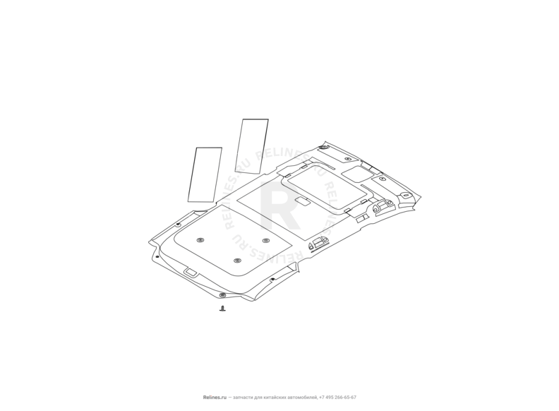 Запчасти Great Wall Hover H3 Поколение I — рестайлинг (2014) 2.0л, турбо, 4×4 — Обшивка и комплектующие крыши (потолка) (1) — схема