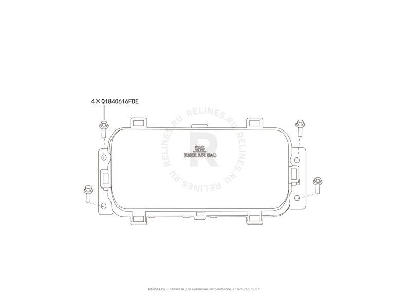 Запчасти Great Wall Hover H3 Поколение I — рестайлинг (2014) 2.0л, турбо, 4×4 — Коленная подушка безопасности — схема