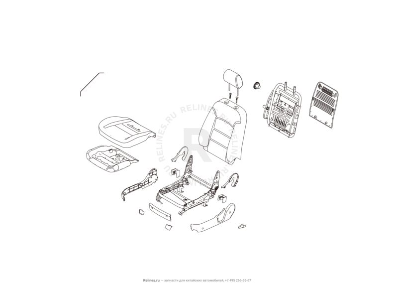 Запчасти Great Wall Hover H3 Поколение I — рестайлинг (2014) 2.0л, турбо, 4×4 — Сиденье переднее левое, механизмы регулировки и ремень безопасности (1) — схема