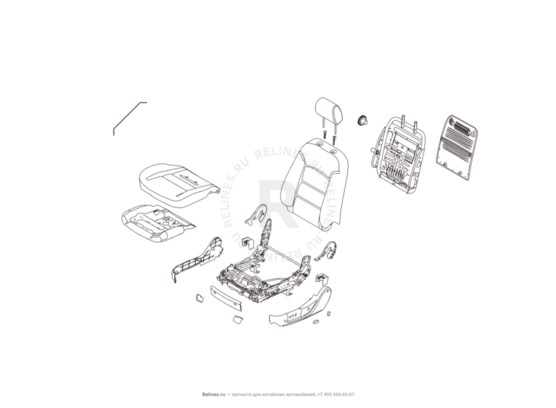 Запчасти Great Wall Hover H3 Поколение I — рестайлинг (2014) 2.0л, турбо, 4×4 — Сиденье переднее левое, механизмы регулировки и ремень безопасности (2) — схема