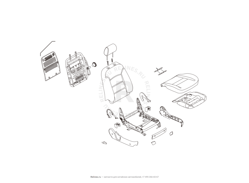 Запчасти Great Wall Hover H3 Поколение I — рестайлинг (2014) 2.0л, турбо, 4×4 — Сиденье переднее правое и механизмы регулировки (1) — схема