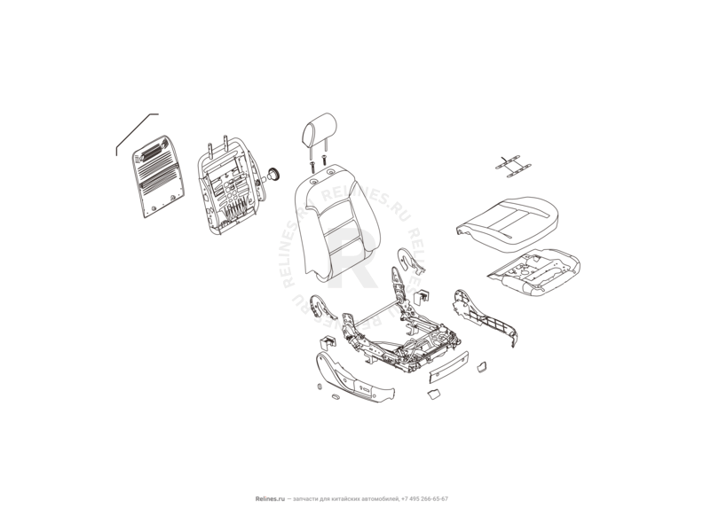 Запчасти Great Wall Hover H3 Поколение I — рестайлинг (2014) 2.0л, турбо, 4×4 — Сиденье переднее правое и механизмы регулировки (2) — схема