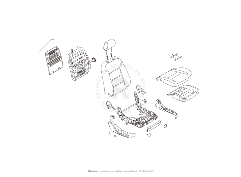 Запчасти Great Wall Hover H3 Поколение I — рестайлинг (2014) 2.0л, турбо, 4×4 — Сиденье переднее правое и механизмы регулировки (4) — схема