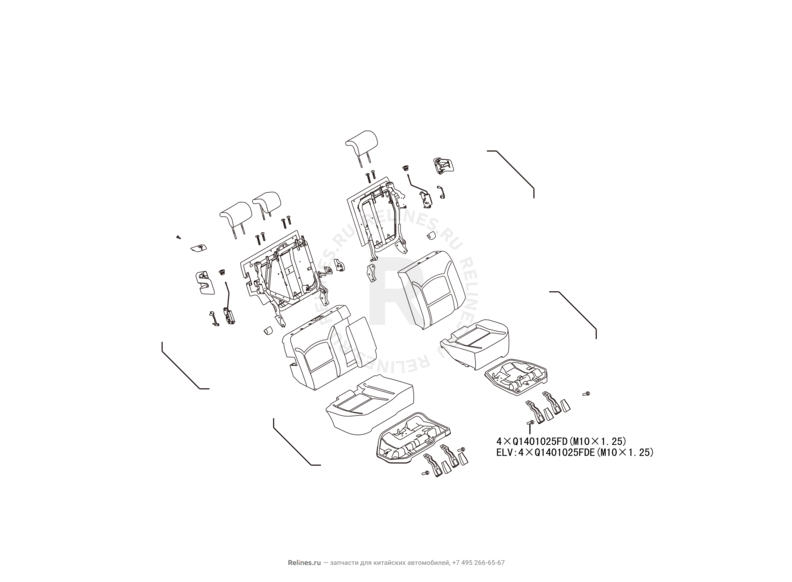 Запчасти Great Wall Hover H3 Поколение I — рестайлинг (2014) 2.0л, турбо, 4×4 — Заднее сиденье (1) — схема