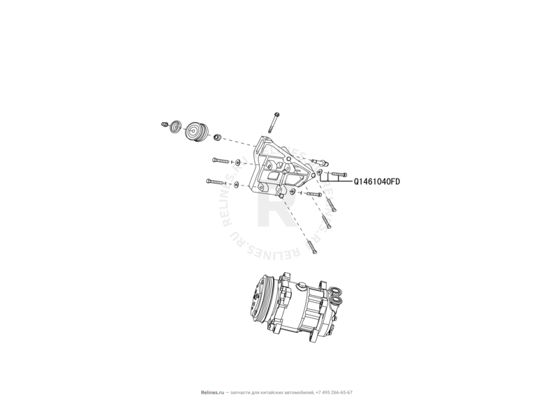 Запчасти Great Wall Hover H3 Поколение I — рестайлинг (2014) 2.0л, турбо, 4×4 — Компрессор кондиционера — схема