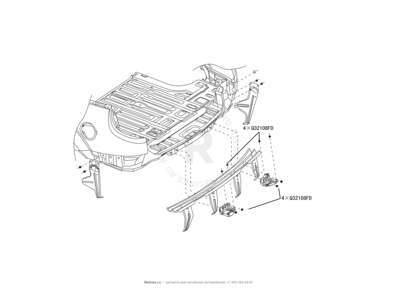 Запчасти Great Wall Hover H3 Поколение I — рестайлинг (2014) 2.0л, турбо, 4×4 — Бампер и усилитель заднего бампера — схема