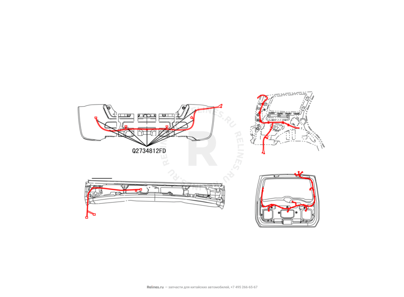 Запчасти Great Wall Hover H3 Поколение I (2010) 2.4л, 4×4 — Проводка задней части кузова — схема