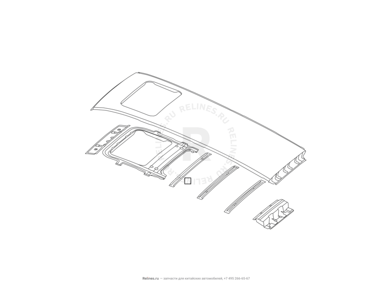 Запчасти Great Wall Hover H3 Поколение I (2010) 2.4л, 4×4 — Крыша и усилители крыши (3) — схема