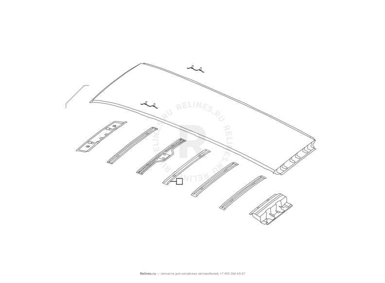 Запчасти Great Wall Hover H3 Поколение I — рестайлинг (2014) 2.0л, турбо, 4×4 — Крыша и усилители крыши (1) — схема