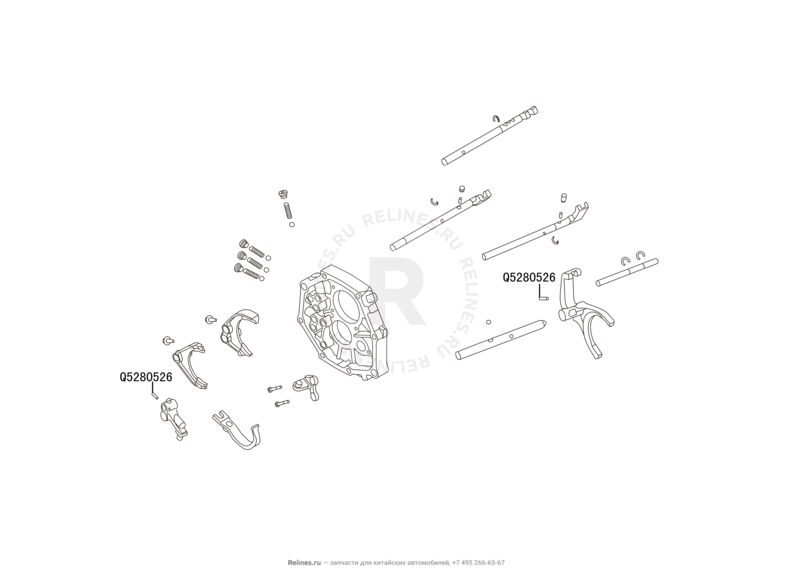 Запчасти Great Wall Hover H3 Поколение I — рестайлинг (2014) 2.0л, турбо, 4×4 — Трансмиссия (коробка переключения передач, КПП) (2) — схема