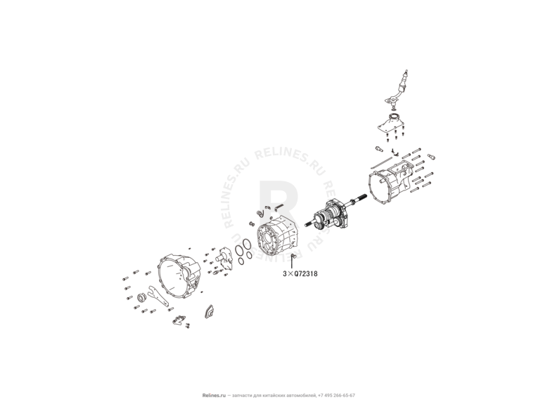 Запчасти Great Wall Hover H3 Поколение I — рестайлинг (2014) 2.0л, турбо, 4×4 — Трансмиссия (коробка переключения передач, КПП) (7) — схема