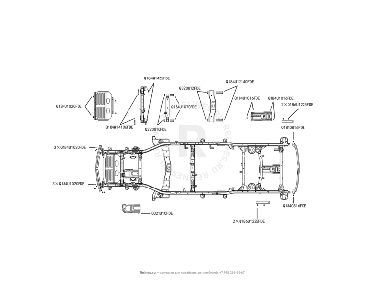 Запчасти Great Wall Hover H3 Поколение I — рестайлинг (2014) 2.0л, турбо, 4×4 — Рама, усилитель рамы — схема
