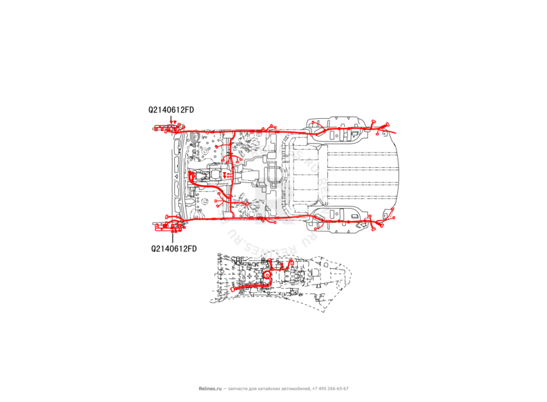 Запчасти Great Wall Hover H3 Поколение I — рестайлинг (2014) 2.0л, турбо, 4×4 — Проводка пола (подушек безопасности и кпп) (1) — схема