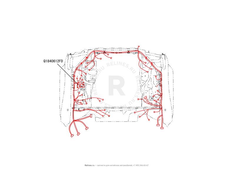 Запчасти Great Wall Hover H3 Поколение I — рестайлинг (2014) 2.0л, турбо, 4×4 — Проводка моторного отсека (1) — схема