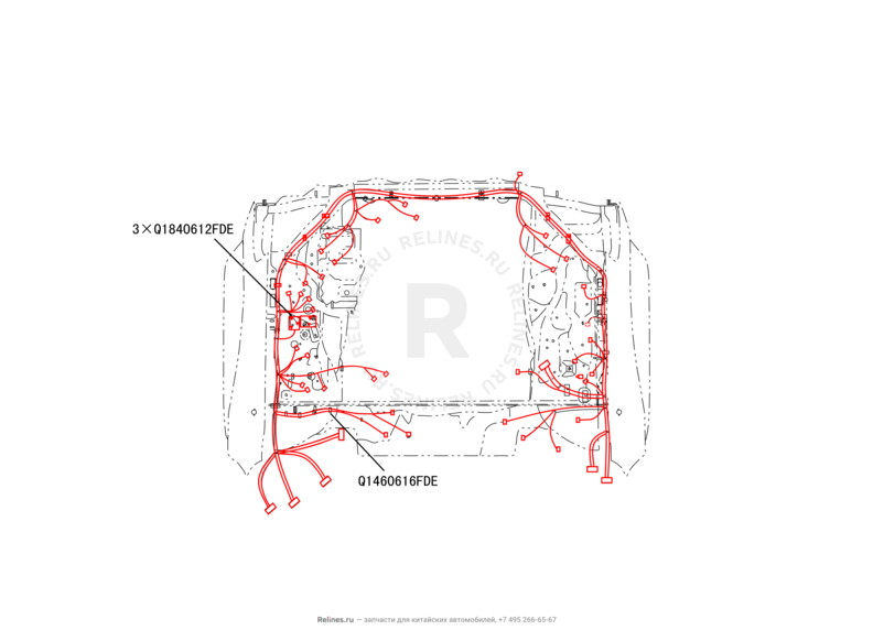 Запчасти Great Wall Hover H3 Поколение I — рестайлинг (2014) 2.0л, турбо, 4×4 — Проводка моторного отсека (2) — схема