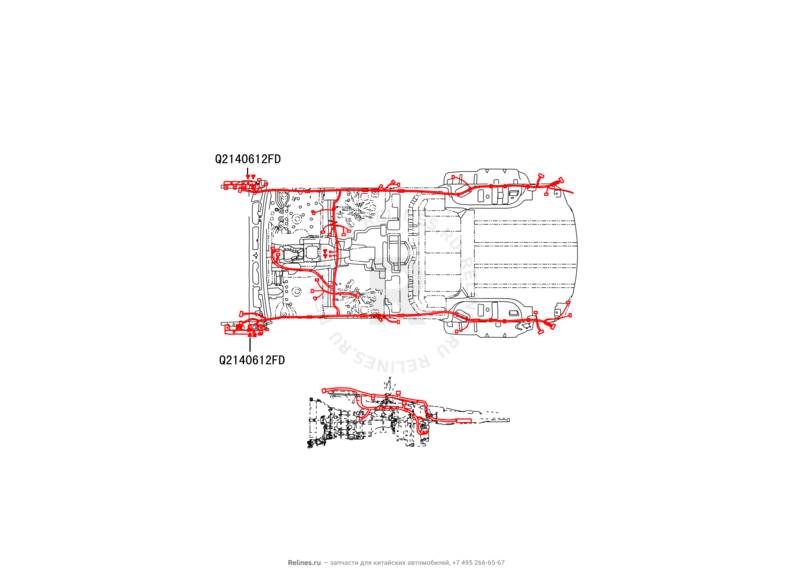 Запчасти Great Wall Hover H3 Поколение I (2010) 2.4л, 4×4 — Проводка пола (подушек безопасности и кпп) — схема
