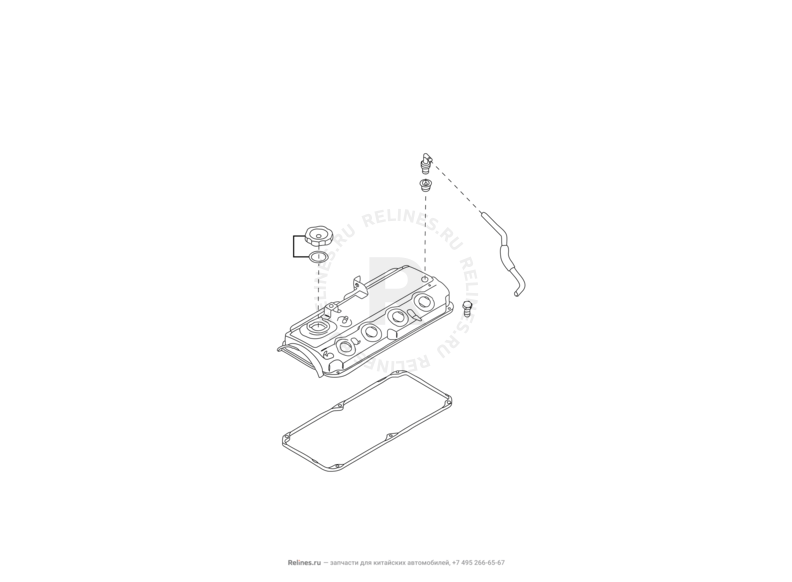 Запчасти Great Wall Hover H3 Поколение I (2010) 2.4л, 4×4 — Крышка клапанная — схема