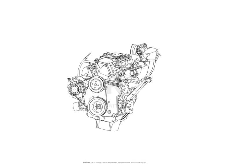 Запчасти Great Wall Hover H5 Поколение I (2010) 2.4л, бензин, 4x4, МКПП — Двигатель в сборе — схема