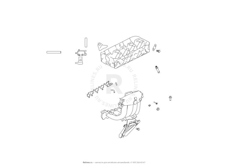 Запчасти Great Wall Hover H3 Поколение I (2010) 2.4л, 4×4 — Впускной коллектор и прокладки — схема