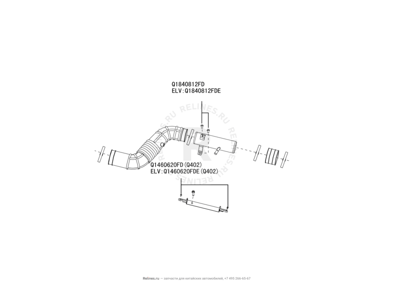Запчасти Great Wall Hover H5 Поколение I (2010) 2.4л, бензин, 4x4, МКПП — Воздушный фильтр и корпус — схема