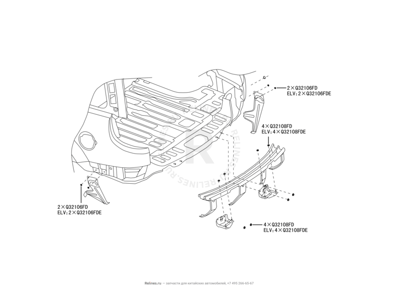 Запчасти Great Wall Hover H5 Поколение I (2010) 2.0л, дизель, 4x4, МКПП — Бампер и усилитель заднего бампера — схема