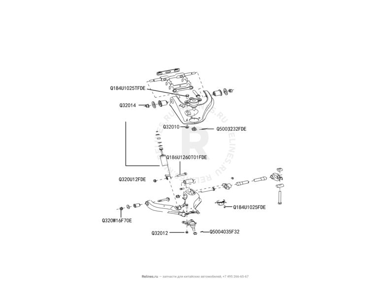 Запчасти Great Wall Hover H3 Поколение I — рестайлинг (2014) 2.0л, турбо, 4×4 — Рычаги передней подвески — схема
