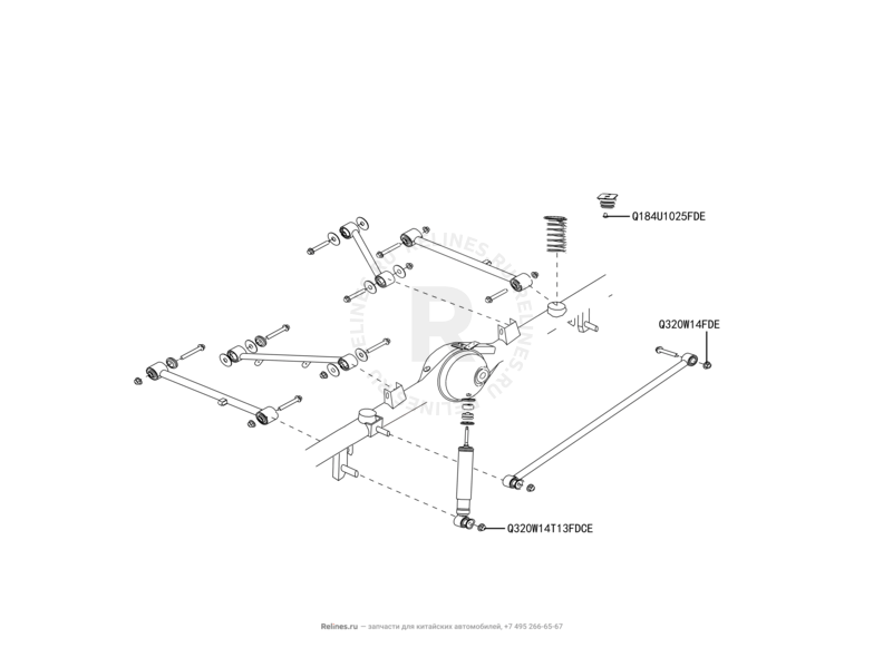 Запчасти Great Wall Hover H3 Поколение I — рестайлинг (2014) 2.0л, турбо, 4×4 — Задняя подвеска — схема