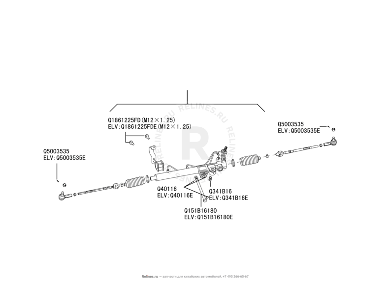 Запчасти Great Wall Hover H5 Поколение I (2010) 2.4л, бензин, 4x4, МКПП — Рулевая рейка — схема