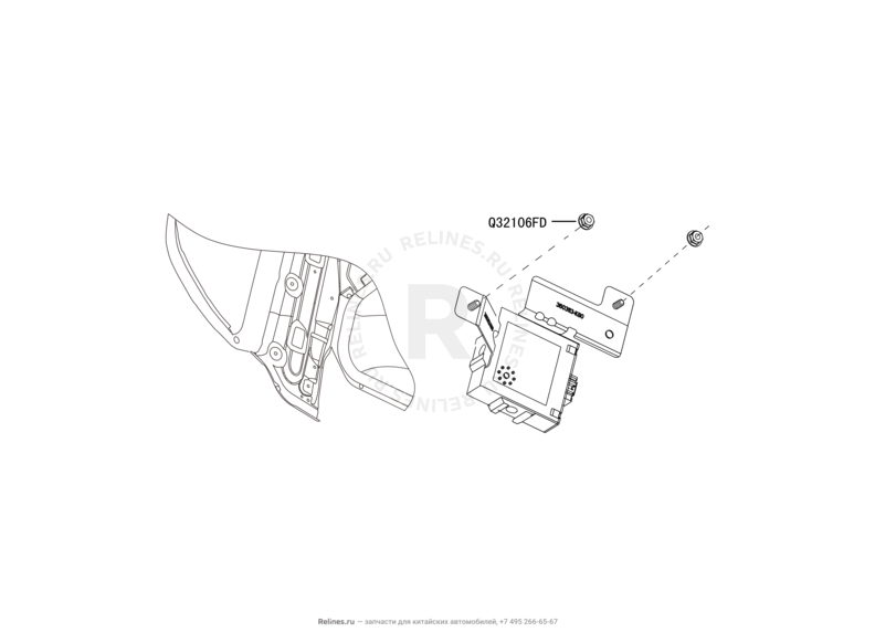 Запчасти Great Wall Hover H3 Поколение I — рестайлинг (2014) 2.0л, турбо, 4×4 — Камера заднего вида и датчики парковки (парктроники) (2) — схема