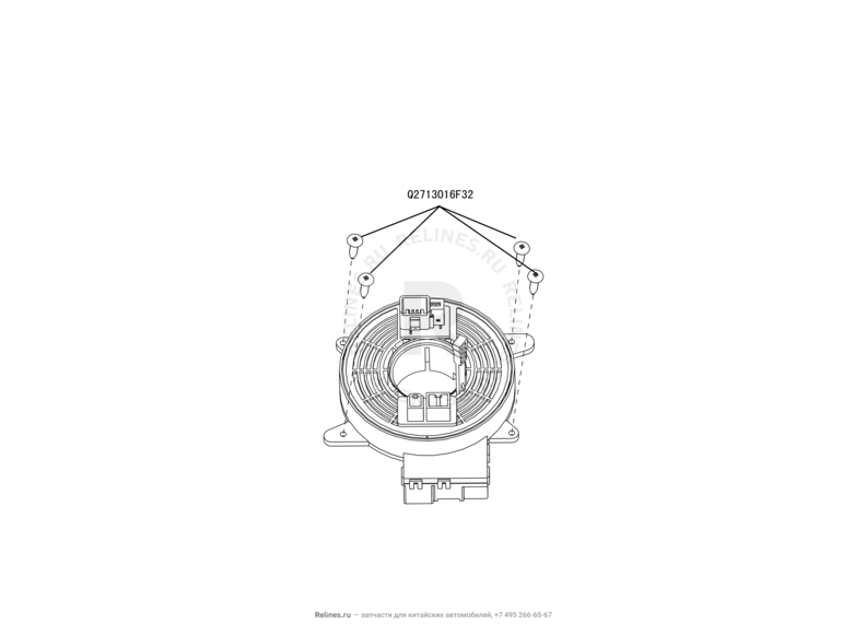 Подушка безопасности водителя и кольцо (улитка), руль Great Wall Hover H5 — схема