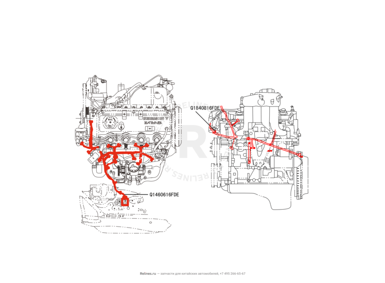 Запчасти Great Wall Hover H5 Поколение I (2010) 2.4л, бензин, 4x4, МКПП — Проводка двигателя — схема