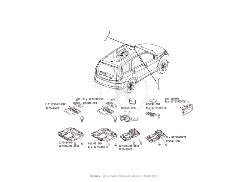 Запчасти Great Wall Hover H5 Поколение I (2010) 2.4л, бензин, 4x4, МКПП — Внешнее (наружнее) освещение (3) — схема