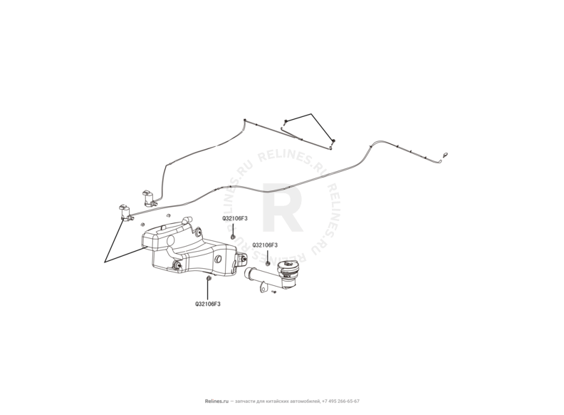 Запчасти Great Wall Hover H5 Поколение I (2010) 2.4л, бензин, 4x4, МКПП — Омыватели — схема