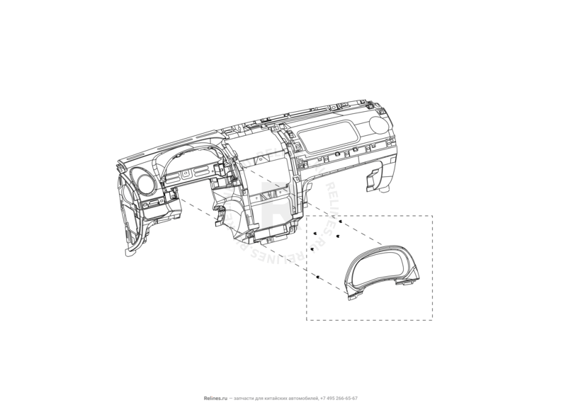 Запчасти Great Wall Hover H5 Поколение I (2010) 2.4л, бензин, 4x4, МКПП — Передняя панель (торпедо) (7) — схема