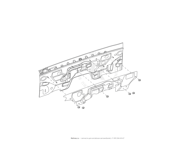 Запчасти Great Wall Hover H3 Поколение I — рестайлинг (2014) 2.0л, турбо, 4×4 — Теплоизоляция моторного отсека (2) — схема