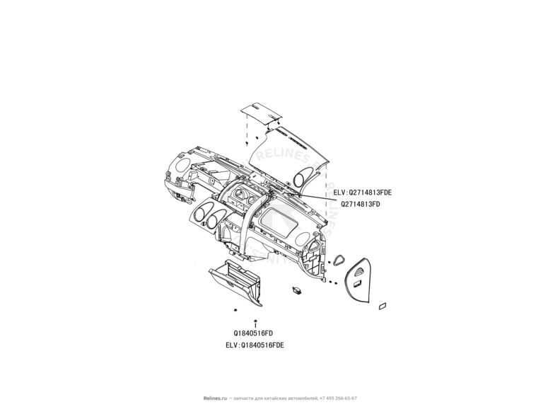 Запчасти Great Wall Hover H5 Поколение I (2010) 2.4л, бензин, 4x4, МКПП — Передняя панель (торпедо) (9) — схема