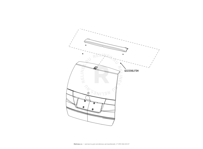 Запчасти Great Wall Hover H5 Поколение I (2010) 2.0л, дизель, 4x4, АКПП — Обшивка, комплектующие, молдинги и рейлинги крыши (1) — схема