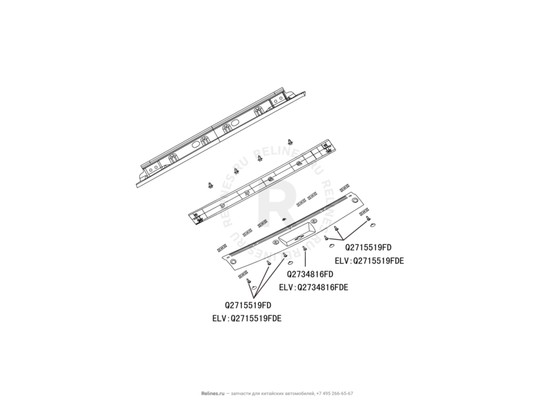 Запчасти Great Wall Hover H5 Поколение I (2010) 2.4л, бензин, 4x4, МКПП — Шторка и накладка порога багажника — схема