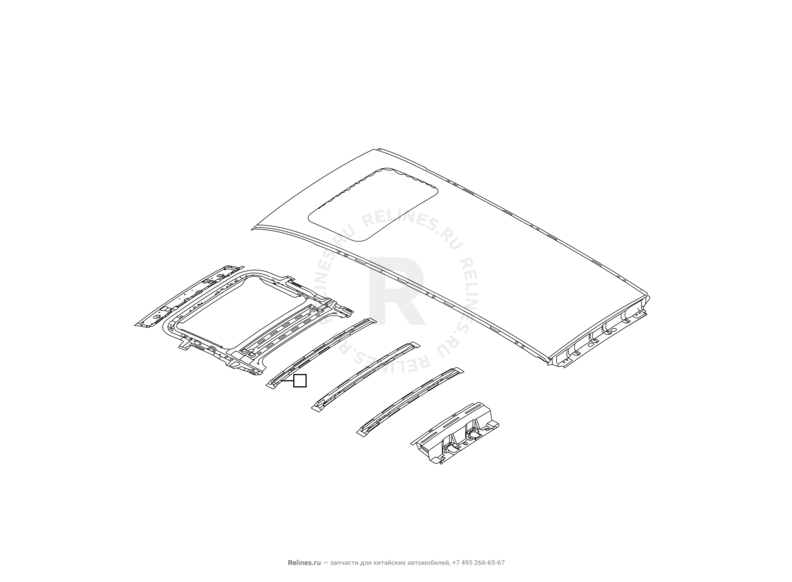 Запчасти Great Wall Hover H5 Поколение I (2010) 2.0л, дизель, 4x4, АКПП — Крыша и усилители крыши (2) — схема