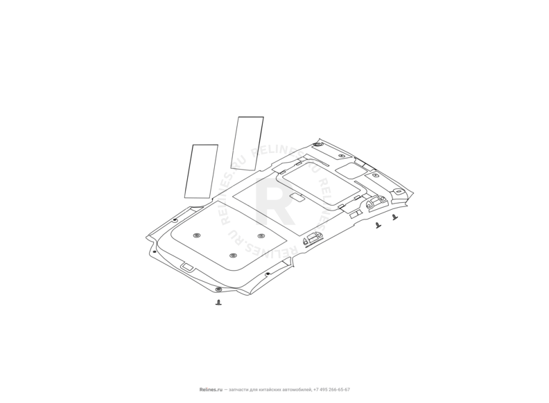 Запчасти Great Wall Hover H5 Поколение I (2010) 2.0л, дизель, 4x4, МКПП — Обшивка и комплектующие крыши (потолка) (2) — схема