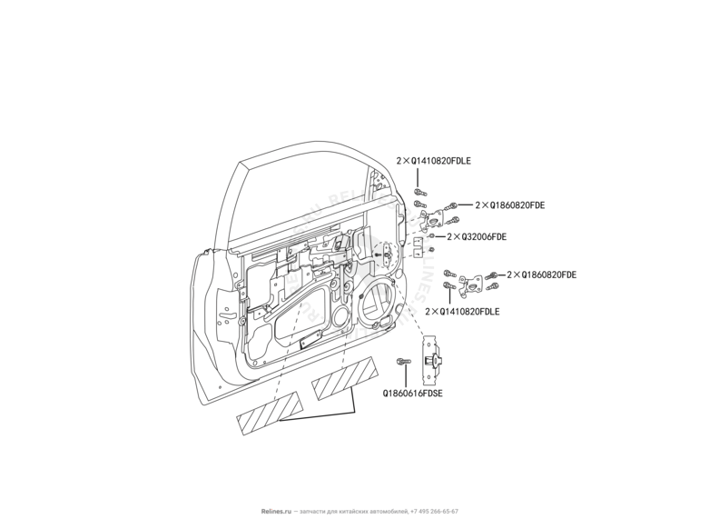 Двери передние и их комплектующие (уплотнители, молдинги, петли, стекла и зеркала) Great Wall Hover H5 — схема