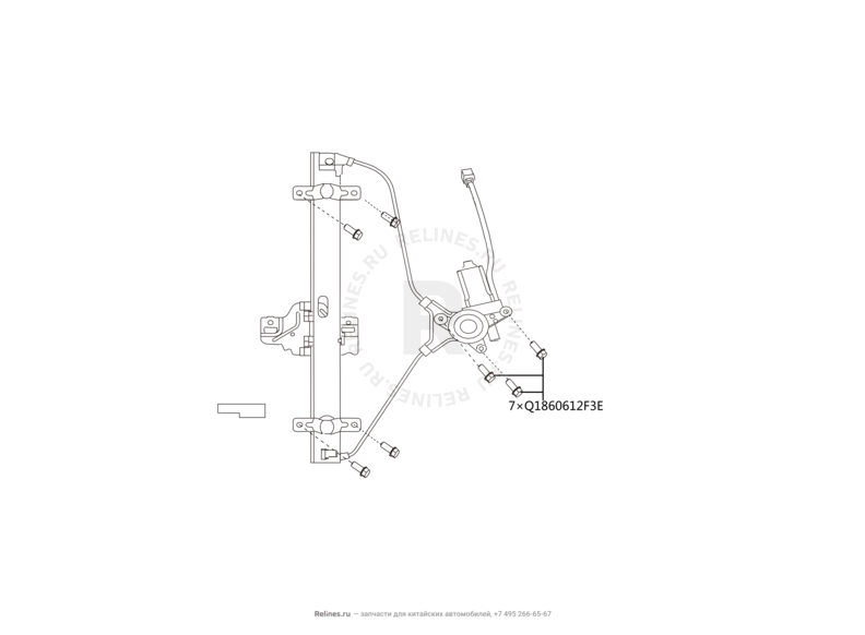 Запчасти Great Wall Hover H3 Поколение I — рестайлинг (2014) 2.0л, турбо, 4×4 — Стеклоподъемники (1) — схема