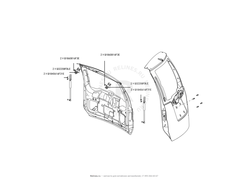 Запчасти Great Wall Hover H3 Поколение I — рестайлинг (2014) 2.0л, турбо, 4×4 — Дверь багажника — схема