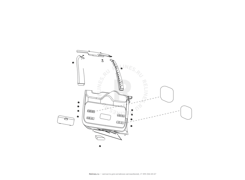 Запчасти Great Wall Hover H5 Поколение I (2010) 2.0л, дизель, 4x4, МКПП — Обшивка и комплектующие 5-й двери (багажника) — схема
