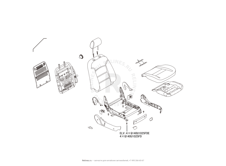 Запчасти Great Wall Hover H3 Поколение I (2010) 2.0л, 4×4 — Сиденье переднее правое и механизмы регулировки (3) — схема