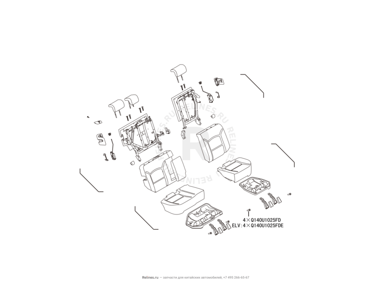Запчасти Great Wall Hover H5 Поколение I (2010) 2.4л, бензин, 4x4, МКПП — Заднее сиденье (1) — схема
