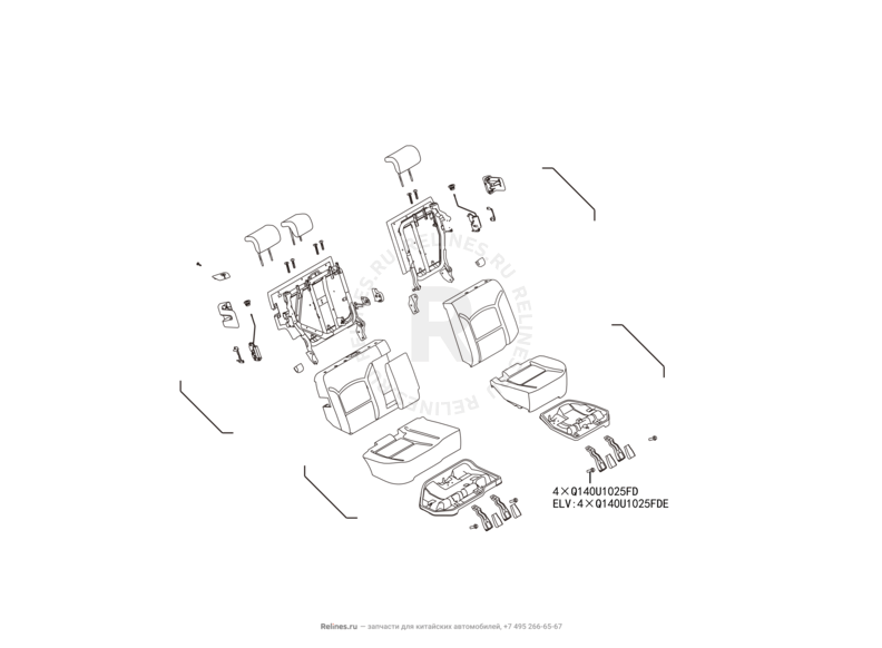 Запчасти Great Wall Hover H5 Поколение I (2010) 2.4л, бензин, 4x4, МКПП — Заднее сиденье (2) — схема