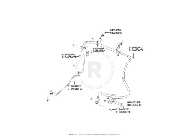 Запчасти Great Wall Hover H5 Поколение I (2010) 2.4л, бензин, 4x4, МКПП — Трубки и шланги кондиционера — схема