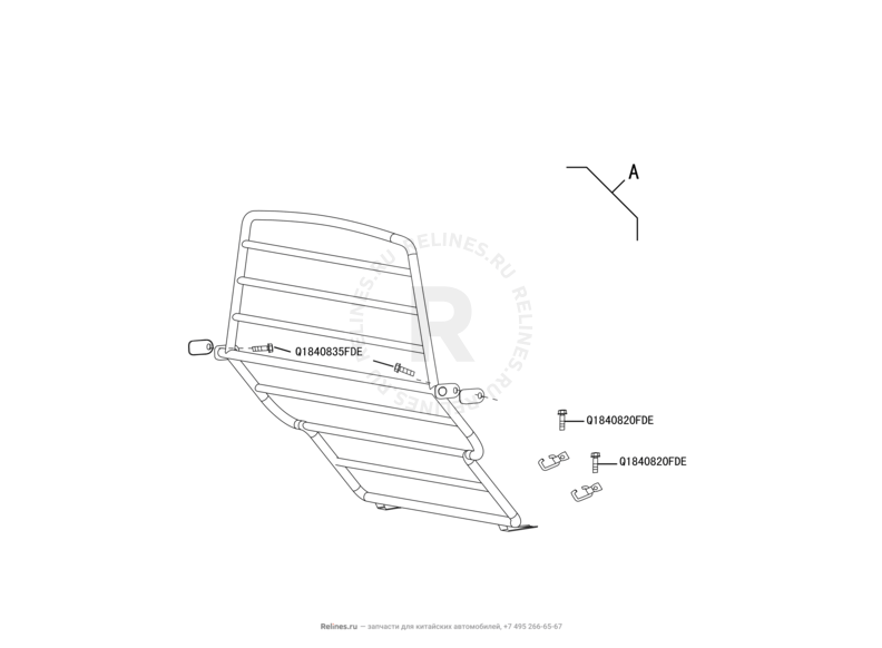 Запчасти Great Wall Hover H3 Поколение I — рестайлинг (2014) 2.0л, турбо, 4×4 — Дуга защитная грузового отсека — схема