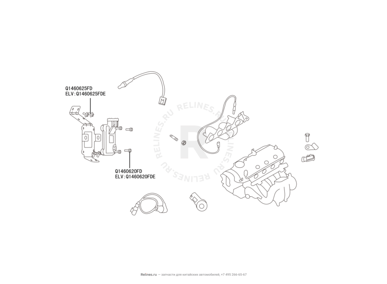 Запчасти Great Wall Hover H5 Поколение I (2010) 2.4л, бензин, 4x4, МКПП — Датчики и блок системы управления двигателем — схема